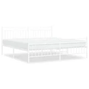 Vidaxl Kovinski posteljni okvir z vzglavjem in vznožjem bel 183x213 cm