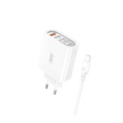 XO Polnilec za telefon L100 18W QC 4xUSB bel + microUSB kabel