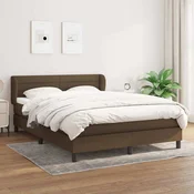 Greatstore Box spring postelja z vzmetnico temno rjav 140x190 cm blago