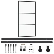 Vidaxl Drsna vrata z opremo ESG steklo in aluminij 102x205 cm