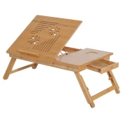 HOMCOM Nočna mizica iz bambusa za prenosnik s hladilnim sistemom, 55x35x22-30cm