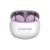 Canyon TWS-5 Bluetooth headset, with microphone, BT V5.3 JL 6983D4, Frequence Response:20Hz-20kHz, battery EarBud 40mAh*2+Charging Case 500mAh, type-C cable length 0.24m, size: 58.5*52.91*25.5mm, 0.036kg, Purple