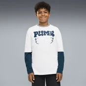 PUMA MID 90s Relaxed Layered Long Sleeve Tee Youth, Kids, White Glow Heather, 13-14Y