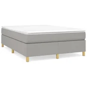 Vidaxl Posteljni okvir z vzmetmi svetlo siv 140x190 cm blago