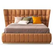 Casa Padrino Luxury Double Bed Light Brown/Beige 247 x 214 x H. 126 cm - Solid Wood Bed - Bedroom Furniture - Hotel Furniture - Luxury Furniture - Luxury interior