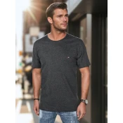 T-shirt męski z haftem ciemnoszary Dstreet