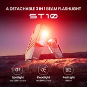 KJB Žepna LED svetilka z magnetom, rdečo svetlobo in USB-C, siva, 14500