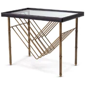 Casa Padrino luxury side table vintage brass/black 70 x 45 x H. 56 cm - Rectangular table with glass top - Living room furniture - Luxury furniture - Luxury furnishings - Living room furnishings