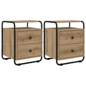 vidaXL Nočna omarica 2 kos Artisan hrast 40 x 36,5 x 50 cm