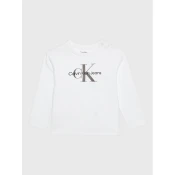 Otroški longsleeve Calvin Klein Jeans bela barva