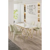 Hanah Home Set Trpezarijski sto i 4 stolice, Krem-beli