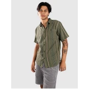 Passenger Chill Textured Organic Cotton Shirt wild green stripe