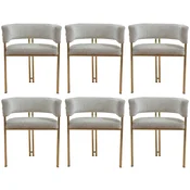 Casa Padrino luxury dining room chair set of 6 with armrests gray/gold H. 74 cm