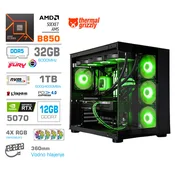 Računalnik MEGA MT S5 R7-7700/RTX5070/32GB-DDR5/1TB-4.0/750W/Brez OS/črna RGB + Estetski napajalni kabli [Zelena/Črna)