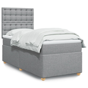 Box spring postelja z vzmetnico svetlo siva 80x200 cm blago