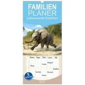 Familienplaner 2027 - Liebenswerte Elefanten mit 5 Spalten (Wandkalender, 21 x 45 cm) CALVENDO