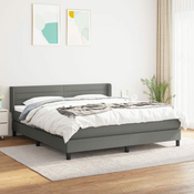Greatstore Box spring postelja z vzmetnico temno siva 180x200 cm blago