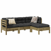 4-dijelni set vrtnih sofa s jastucima od impregnirane borovine