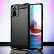 Infostyle Silikonski ovitek carbon za Xiaomi Redmi Note 10 4G - Črna Črna/TPU silikon