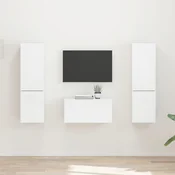 Set TV komoda 5 pcs Visoki sjaj bijela Konstruirano drvo