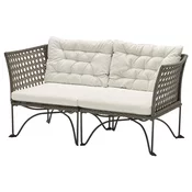 JUTHOLMEN Modularna sofa dvosed, spolja, tamnosiva/Kuddarna svetla sivobež
