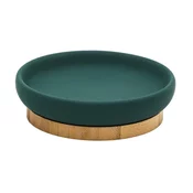 Držalo za milo FANCY, temno zeleno - Zelena - 120x35 mm - Ridder - FANCY - 24 - Bambus; keramika - Posoda za milo - Krožni - 120 - 35 - 120 - 14
