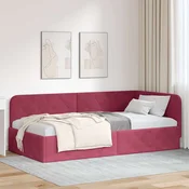 Vidaxl Kotna postelja z vzglavjem Vinorodna rdeča 100 x 200 cm Žamet