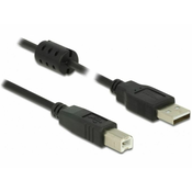 DELOCK Kabel USB A-B 1,5m Delock dvojno oklopljen črn s feritom 84896