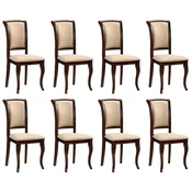 Casa Padrino Art Nouveau Dining Chair Set of 8 Cream/Gold/Dark Brown 44 x 44 x H. 96 cm - Elegant Solid Wood Kitchen Chairs with Stripes - Baroque & Art Nouveau Dining Room Furniture