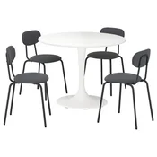 DOCKSTA / SANDSBERG Sto i 4 stolice, bela/Remmarn antracit, 103 cm