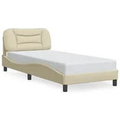 Vidaxl Posteljni okvir brez vzmetnice Hvar Cream 80x200 cm Tkanina