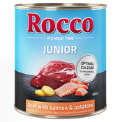 Ekonomično pakiranje Rocco Junior 24 x 800 g - Govedina s lososom i krumpirom