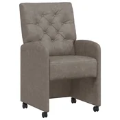Vidaxl Jedilni stoli s kolesi 2 szt. Siva 58 x 67 x 97 cm Umetna koža