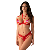 Obsessive Cupide Desir 2-pcs Crotchless Set Red L/XL