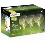 LUMILED 3x LED žarnica E27 krogla G95 8W = 75W 880lm 3000K topla 360° žarnica z žarilno nitko