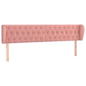 Vidaxl Vzglavje z ušesi roza 183x23x78/88 cm žamet