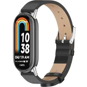 GS Usnjen pašček za Xiaomi Smart Band 10/9/8, črne barve
