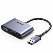 UGREEN CM449 USB converter adapter - HDMI 1.3 (1920 x 1080 @ 60Hz) + VGA 1.2 (1920 x 1080 @ 60Hz) gray