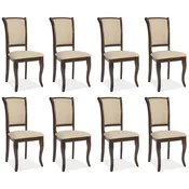 Casa Padrino Art Nouveau Dining Chair Set of 8 Cream/Dark Brown 44 x 44 x H. 96 cm - Elegant Solid Wood Kitchen Chairs - Baroque & Art Nouveau Dining Room Furniture