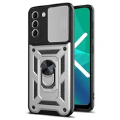 Overboard Oklepni ovitek za Samsung Galaxy S21 FE, CamShield Slide, srebrn