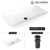 shumee Helmken 88670000 Umivalnik za pult (70x40) bel + zamašek Click-clack mat črn