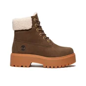 Timberland za ženske. TB0A2PU6W011 Stone Street rjavi usnjeni škornji (36 W), Rjava, 3 do 5 cm, Čipke, Priložnostno