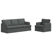 Vidaxl Kavčna garnitura 2 szt. Temno siva 201 x 80 x 85 cm blago