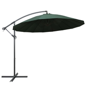 Viseci suncobran zeleni 3 m s aluminijskim stupom