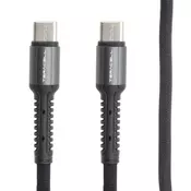 Teracell Evolution PD crni kabl za punjac USB C (muški) na USB C (muški) 1m