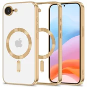 Onasi Magshiny ovitek za Iphone 16e Magsafe - prozoren z zlato obrobo