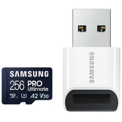 MicroSD 256GB, PRO Ultimate, SDXC, UHS-I U3 V30 A2, Read up to 200MB/s, Write up to 130 MB/s, for 4K and FullHD video recording, w/USB Card