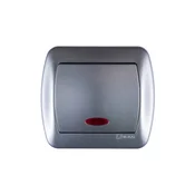 shumee Enopolno stikalo Simon Akord z osvetlitvijo, metaliziran aluminij AW1L/26