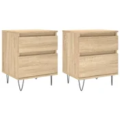 Vidaxl Nočna omarica 2 kosa sonoma hrast 40x35x50 cm inženirski les