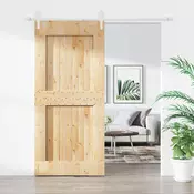 vidaXL Drsna vrata Naravna in bela 95 x 210 cm Masiven borov les